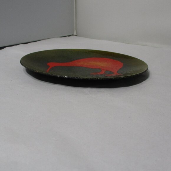 Vintage New Zealand Red Kiwi Bird Copper Enamel Souvenir Plate Trinket Dish - Picture 6 of 7